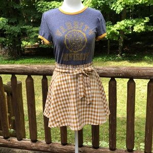 Orange Square Patterned Skirt